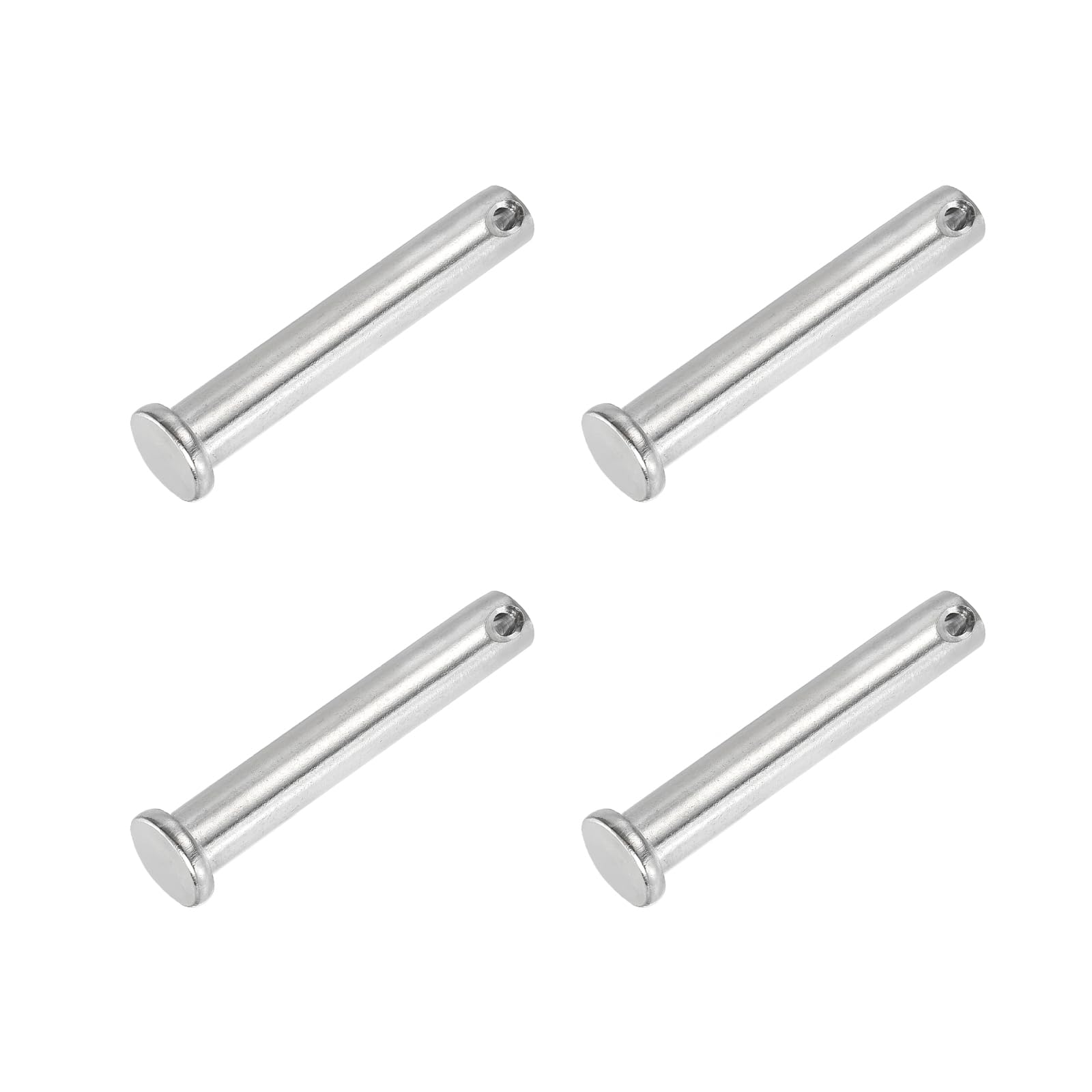 PATIKIL 10 x 60 Mm Single Hole Clevis Pins, 4 Pcs 304 Stainless Steel Flat Head Pin for Hitch Pin Lock Link Hinge Systems, Silver