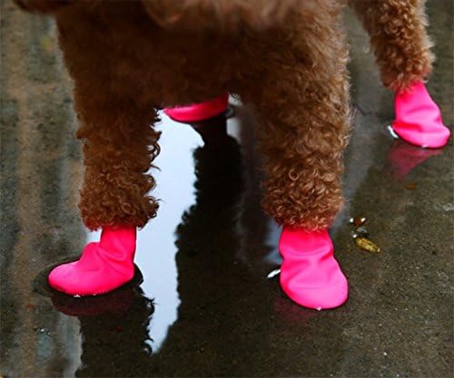 LPET Solf Pet Rain Booties Shoes Waterproof Rubber Protect Paws for Small Dogs Puppy (L)