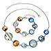 Top Plaza 7 Planets Sun Moon Galaxy Space Necklace Bracelet Dangle Single-Sided Planets Solar System Charm Necklace Bracelet For Women Mother Girlfriend Wife