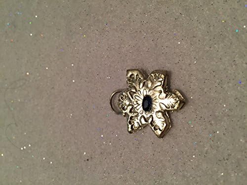 22k gold over fine silver snowflake pendant with blue sapphire gemstone