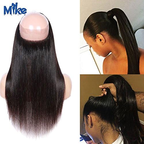 MikeHAIR Peruvian Virgin Human Hair 360 Lace Band Frontal Closures Straight Ear To Ear Lace Frontal Closures With Baby Hair Cheap 360 Lace Frontal (10 inch)