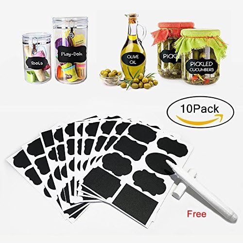 Chalkboard Labels Adhesive Waterproof Premium Removable Stickers+Erasable White Chalk Marker for Labeling Jars, Parties,Weddings and Organize Your Home & Kitchen-onepalace (5x3.5cm)