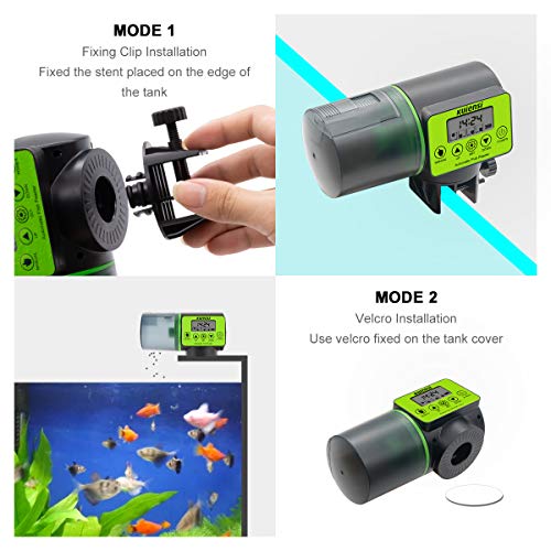 KUIENSI Automatic Fish Feeder, Vacation Fish Food Dispenser for Aquariums with Moisture-Proof System, Accurate Feeding Suitable for Granulated Flakes and Other Fish Foods