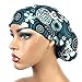 Women’s Surgical Scrub Hat Nurse Ponytail Adjustable Euro Bouffant Gray Teal Floral DK Scrub Hats