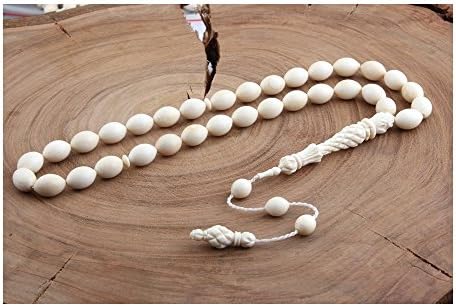 GloBeads Prayer Beads Turkish Gemstone Tasbih Gift, Great Carved ivory Tulip Model Tasbih