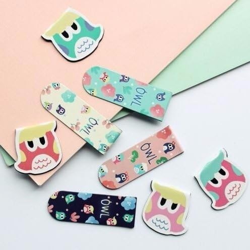 CatRat's Cute Magnetic Colorful Bookmarks - 4 sets (4 small + 4 large bookmarks) - Great for books and magazines, or for binding papers (Sleepy Owls)
