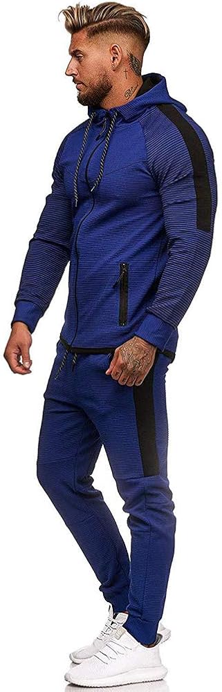 Mens Casual Tracksuit Set - Zipper Hoodie Pants Sets Tracksuit Jogging Sweatsuit Activewear at  Men’s Clothing store