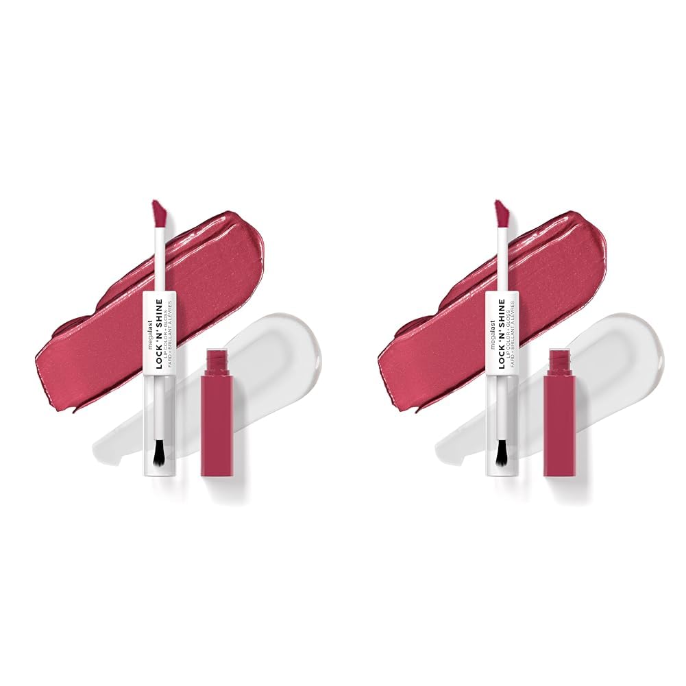 Wet n Wild Megalast Lock n' Shine, Dual-Ended Lip Color and Clear Gloss, Vitamin E and Jojoba Oil Enriched Formula, La Pink Shade (Pack of 2)