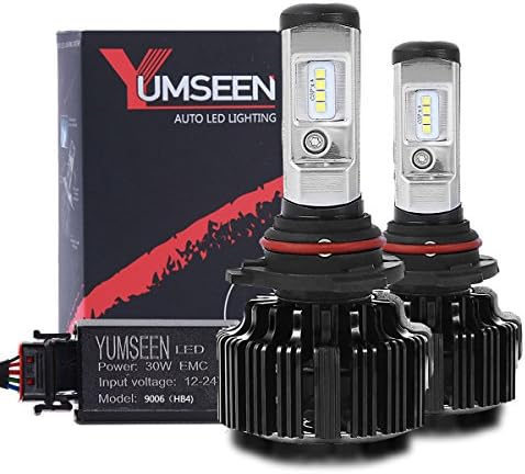 YUMSEEN LED Headlight Bulbs Conversion Kit 9006(HB4) -60w 6,400Lm 6000K Cool White Philips Light Source - 2 Yr Warranty (HB4(9006))