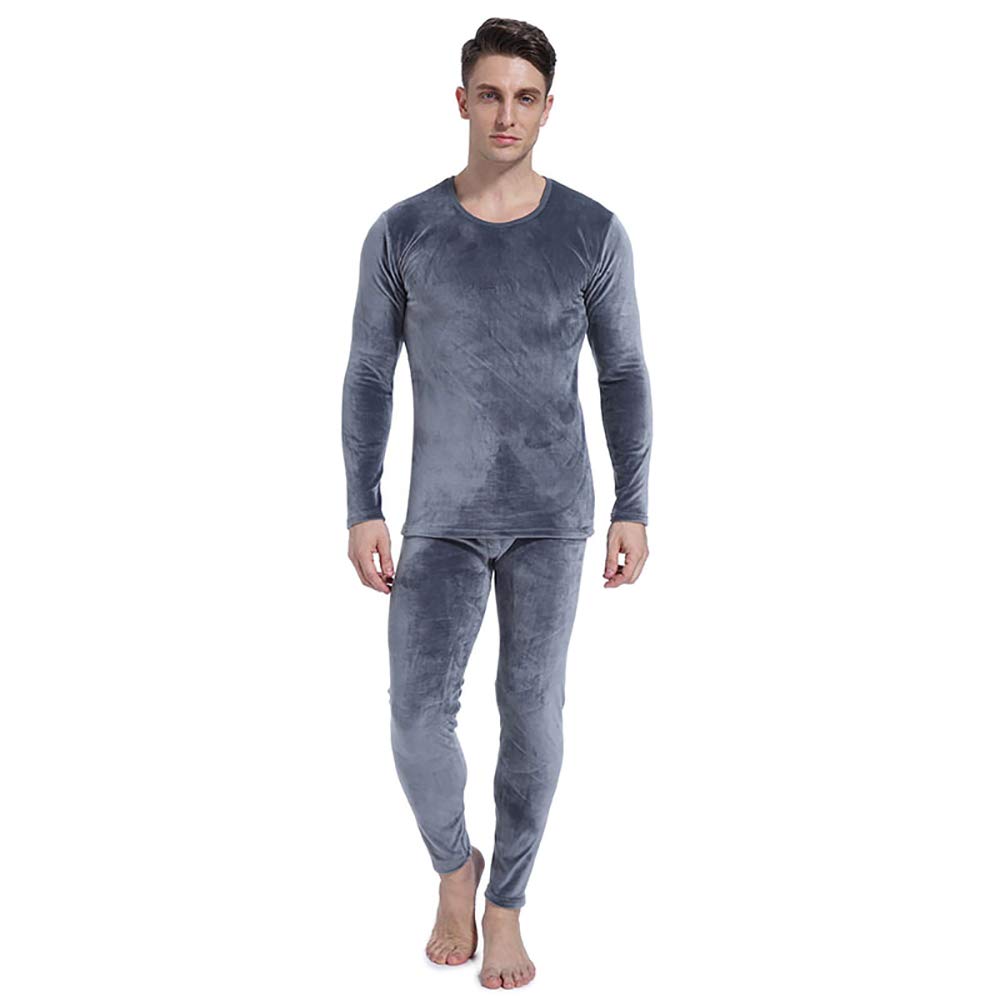 Buy Lerbe Men's Plus Velvet Top & Bottom Thermal Underwear Set (Medium