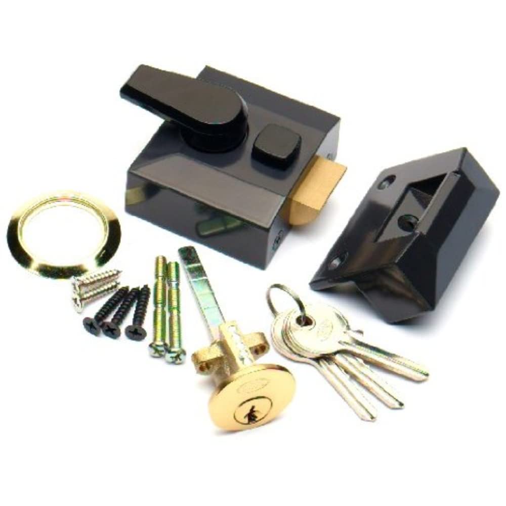 Merriway BH00202 Nightlatch Narrow Double Locking Grey-1 Pcs