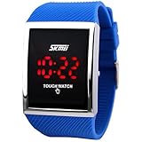 LinTimes Kid's Boys Girls Touch Screen Watch 30M Water Resistance Digital LED Sport Casual Wristwatch Blue