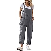 YESNO Women Long Casual Loose Bib Pants Overalls Baggy Rompers Jumpsuits with Pockets PV9