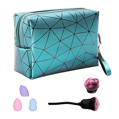 Makeup Bag Small Travel Portable Multifunctional for Cosmetics Make Up Tools with Mini Makeup Brush Set Sponge Gift for Women Girls - Thumbnail 7