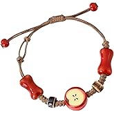 RUIFUU Apple Ceramic Beads Bracelets,Adjustable Rope String Bracelet Y2K Handmade Woven Cord Bracelets Boho Hippie Summer Jewelry Gift for Women