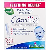Boiron Camilia, Baby Teething Relief, 30 Doses. Teething Drops for Painful Gums, Irritability. Benzocaine and Preservative-Free, Sterile Single Oral Liquid Doses, Natural Active Ingredient