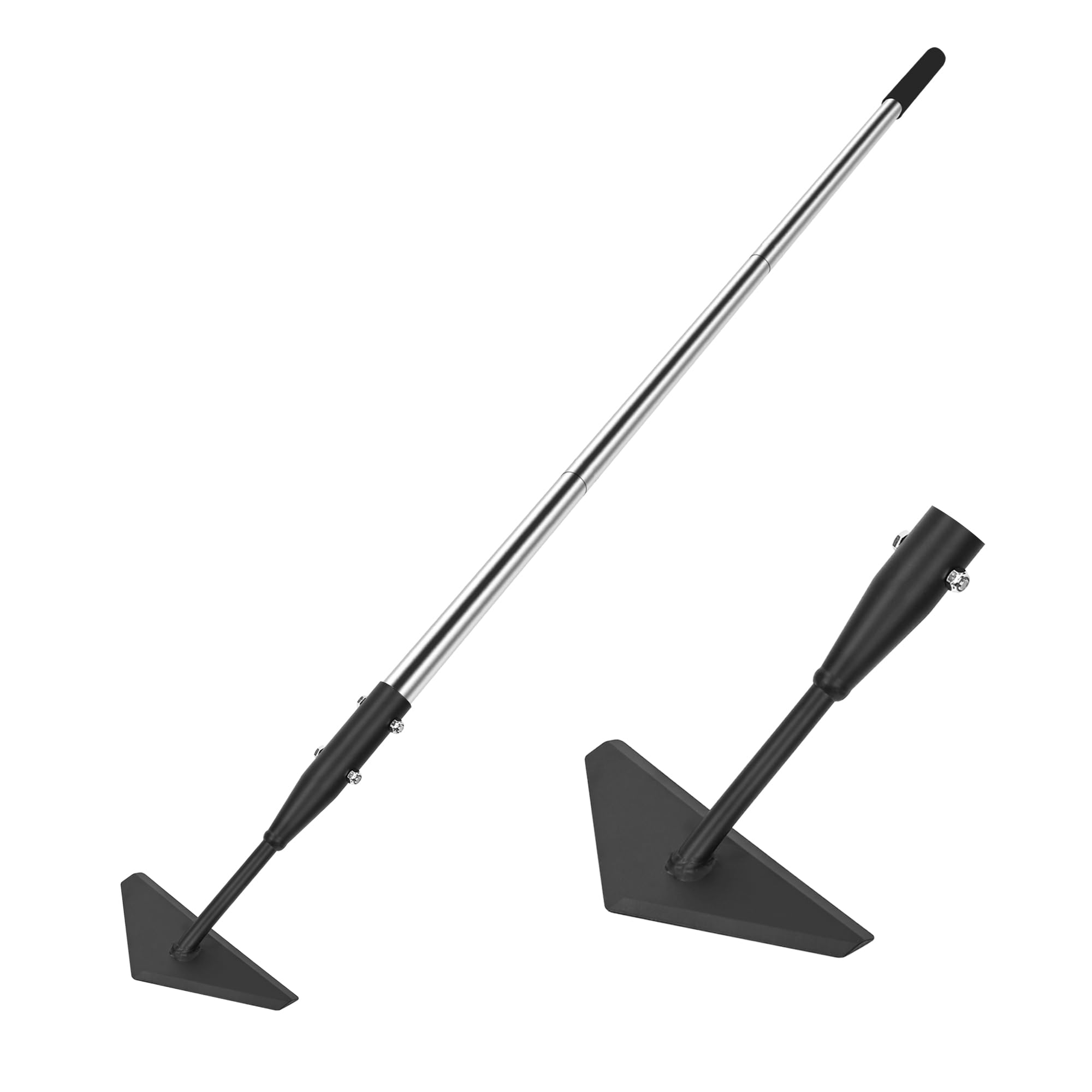 BARAYSTUS Triangular Garden Hoe Long Handle Pull Hoe, Triangular Hoe with Long Handle, Garden Tool Made of Stainless Steel, Adjustable Garden Hoe for Weeding, Digging, Tillage, Triangle Garden Hoe