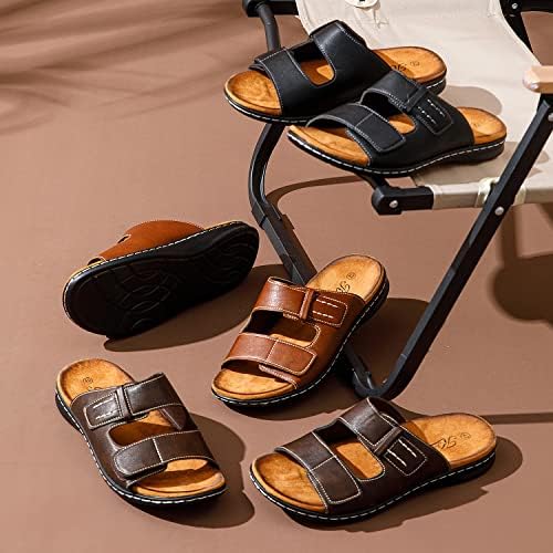 Ciabatte Uomo Estive Mare Spiaggia Sandali Uomo Estivi Pantofole Uomo Estive Piscina in Eco-Pelle SU8711-8 (Marrone Caramello, 40)