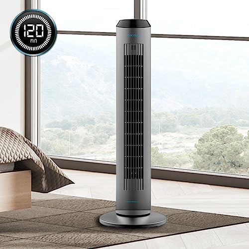 Ventilador Digital de Torre com Controlo Remoto e Temporizador EnergySilence 8190 Skyline Ionic. 60 W, 33'' (84 cm) de altura, oscilante, ionizador, motor de cobre, 3 velocidades, cinzento
