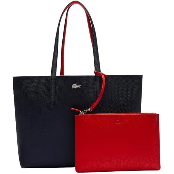Amazon.com: Lacoste Women's Anna Zipped Tote, Abimes Black/Petunia
