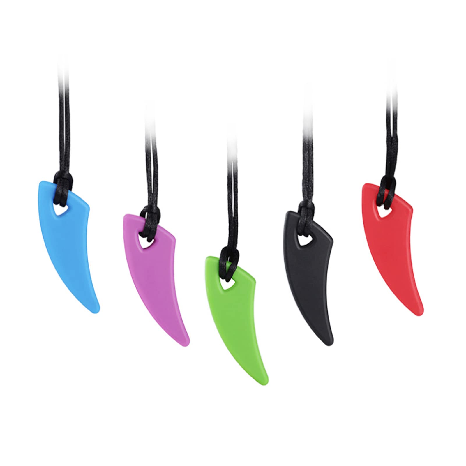Silicone Chewing Teether Necklace, Chewelry Pendant for Adult & Small Baby to Wear, Soft Sensory Nursing Tools for Autism, ADHD, and Teething Kids （5 Pack, Spike Shape）