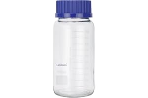Labasics Round Storage Bottle with GL80 Screw Cap, Premium Glass Wide Mouth Reagent Bottle, for Laboratory Sample Storage, 10