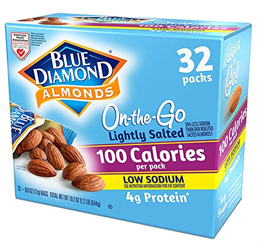 BLUE DIAMOND ALMONDS LIGHTLY SALTED, LOW SODIUM, 100 CALORIE PACKS, 32 COUNT