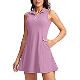 Viodia Women's Tennis Golf Dress with Shorts Active Exercise Workout Sports Athletic Dresses for Women with Zipper Pockets