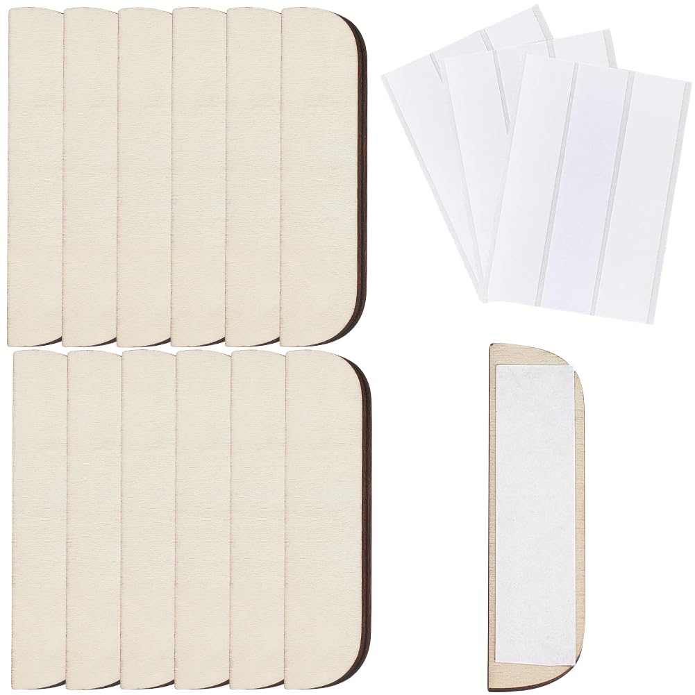 CRASPIRE 12Pcs 3.5 Inch Hinge Repair Kit Wooden Filler Plate Door Hole Cover Wood Kitchen Cabinet Blanks with Double Sided Tapes