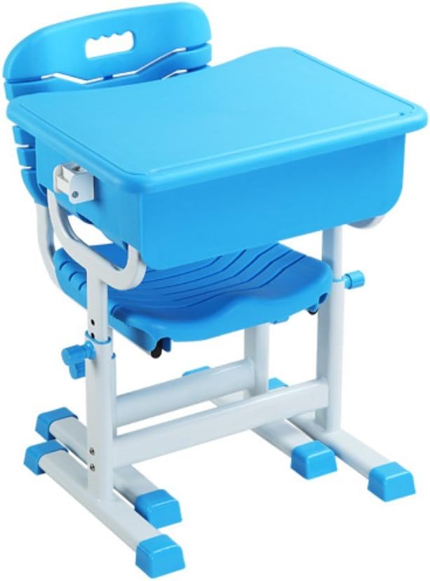 LSCING Height Adjustable Children Kids Students Study Desk and Chair Set Work Station for Home or School, Blue