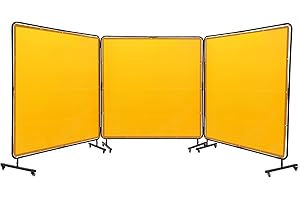 VEVOR Welding Screen with Frame, 6' x 6' 3 Panel Welding Curtain Screens, Flame-Resistant Vinyl Welding Protection Screen on 