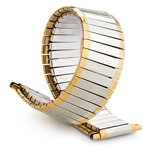 Speidel Mens Stainless Steel Comfortable Stretch Watch Band, Dual Tone Replacement Strap, 16-22mm, Straight End with No Clasp