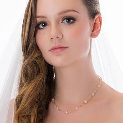 White Pearl Gold Tin Cup Necklace, White Pearl Gold Chain Necklace