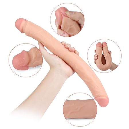 15 Zoll Realistischer Dildo Doppelkopf Analdildo Sexspielzeug mit prallen Hoden,Real Dong Anal Plug Penis Nachbildung für Pus