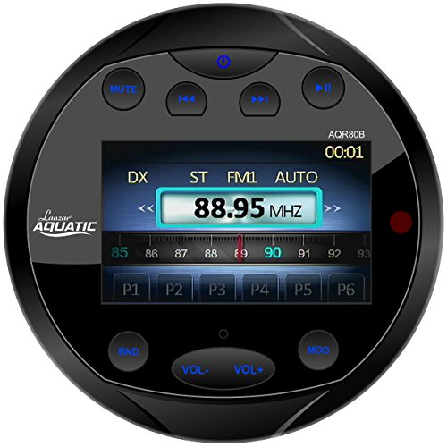 Lanzar AQR80B Aquatic Waterproof Bluetooth Marine Digital Re