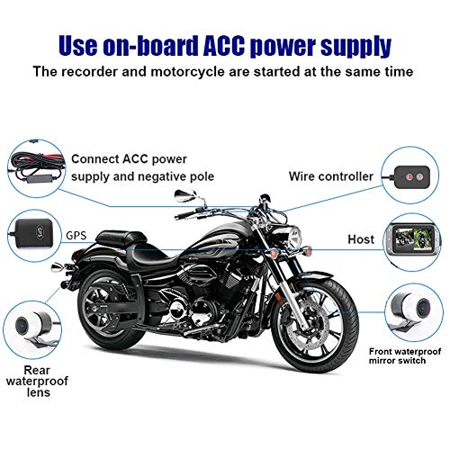 Zqasales Motorcycle Camera Driving Recorder Waterproof Dual Lens 3.0" LCD Screen Video Recorder Night Vision Motorcycle Recorder with GPS for Outdoor Driving,Travel - Thumbnail 7