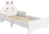 ZONEKIZ Rabbit-Themed Toddler Bed Frame for Kids 3-6 Years - White view 9