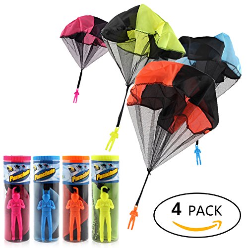Zubita 4 Pieces Parachute Toys, Tangle Free Parachute Men Throwing Hand Soldiers Toss It Up and Watching Landing Soldiers Parachute Outdoor Parachute for Kids - Thumbnail 6