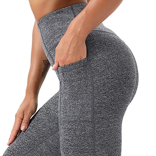 KIPRO WOMEN YOGA PANTS MESH WORKOUT RUNNING LEGGINGS TIGHTS HEATHER GREY