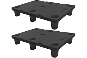 JERACINO 2 Pcs Heavy Duty Plastic Pallets, 31.5"x23.6"x5.5" Industrial Storage Platform, Dynamic Load 1102 lbs/Static Load 1764 lbs, Warehouse Stacking Pallets for Logistics and Warehousing (Black)