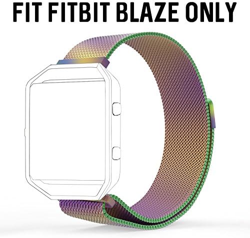 Fitbit Blaze Bands, Milanese Loop Stainless Steel Strap Smart Watch Strap with Unique Magnet Lock for Fitbit blaze Replacement Wristbands - Colorful (Not Fit Apple Watch)