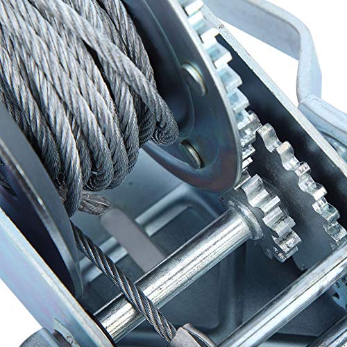 Qiilu 3500lbs Heavy Duty Hand Winch Hand Crank Strap Gear Hand Winch Polyester 10m Strap Compatible with Boat Trailer ATV - Image 6