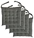Cottone 100% Cotton Chair Pads w/Ties (Set of 4) | 16” x 15” Square | Extra-Comfortable & Soft Seat Cushions | Ergonomic Pillows for Rocking, Dining, Patio, Camping, Kitchen Chairs & More, Grey