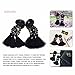 eManco Black Boho Statement Earrings for Women Big Tassel Dangling Crystal Beads Costume Jewellery