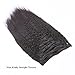 Anrosa Yaki Kinky Straight Clip in Extensions Real Remy Human Hair Kinky Clip ins Natural Black Hair Color 1B for African American Thick 120 Gram 18 Inch