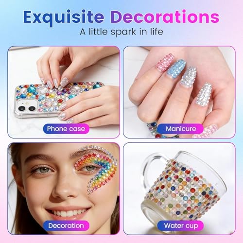 Resin Jelly Rhinestones Kit for Bedazzling - 32,000pcs 3mm DIY Bulk Resin Gems Set with 3 Glues, Pickup Pen & Tweezers for Crafting, Nail Art, Tumblers, Shoes and Clothing Embellishments (24)