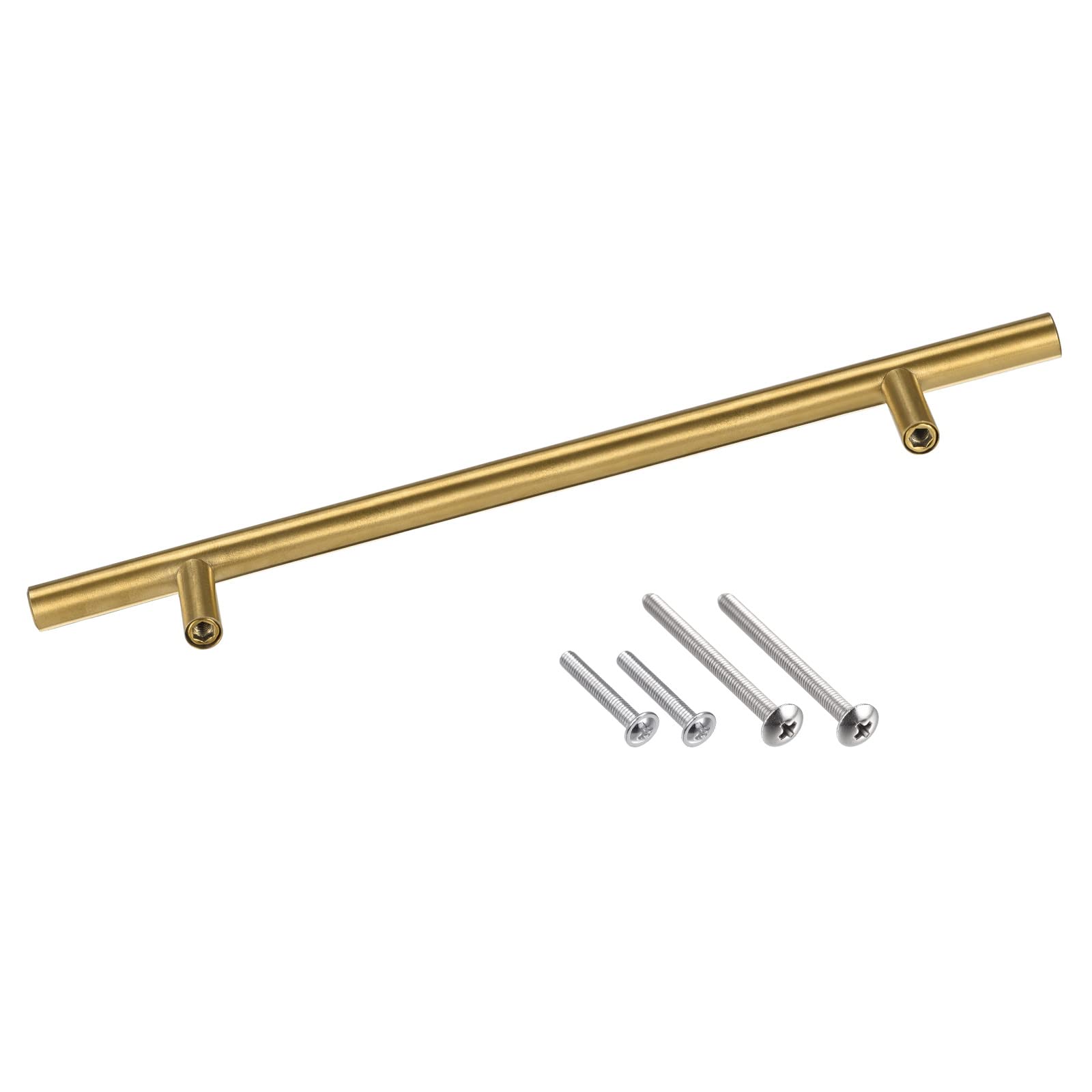 METALLIXITY T Bar Pull Handle (224mm/8.8'') Hole Center Distance, (10mm/0.39'') Dia, Stainless Steel Cabinetry Pulls - for Home Kitchen Door Drawer, Gold Tone