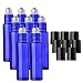 Sinide Blue Roll on Glass Bottles, 8 Pack 10ml (1/3oz) Essential Oil Roller Bottle with Stainless Steel Metal Balls Useful for Aromatherapy Perfumes and Lip Balms (Blue 8)