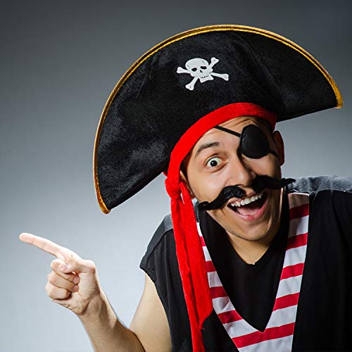 Hsei 4 Stücke Piraten Hut Klassische Schädel Print Piraten Kapitän Kostüm Kappe für Halloween Maskerade Party Cosplay Hut Stütze – Bild 5