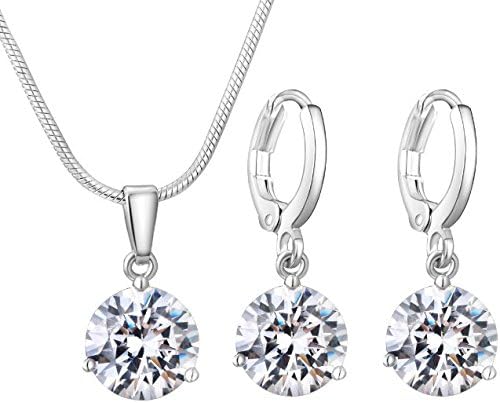 925 sterling silver Crystal wedding necklace earring jewelry set